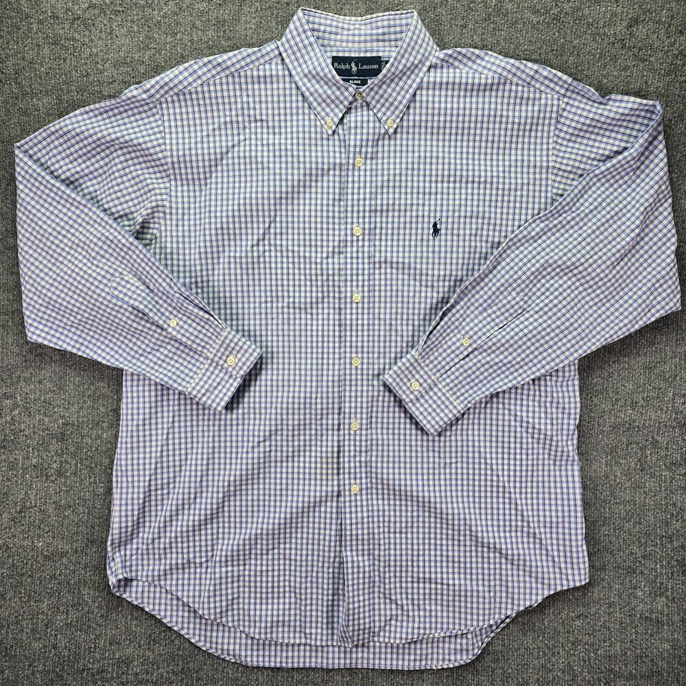 Polo Ralph Lauren Blake Shirt Mens XL Blue Check Long Sleeve Button Down Cotton